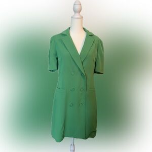 Adelyn Rae Vibrant Green Short-Sleeve Blazer Dress